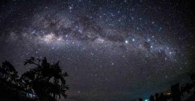 A long exposure photo shows the Milky Way galaxy star cluster from Tuban village in Badung, Bali, Indonesia, March 23, 2023. (AFP Photo)