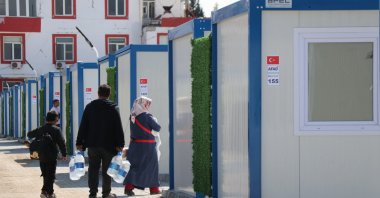 Earthquake victims settled in the Baykar Container city built in Kahramanmaraş, Türkiye, April 5, 2023. (AA Photo)