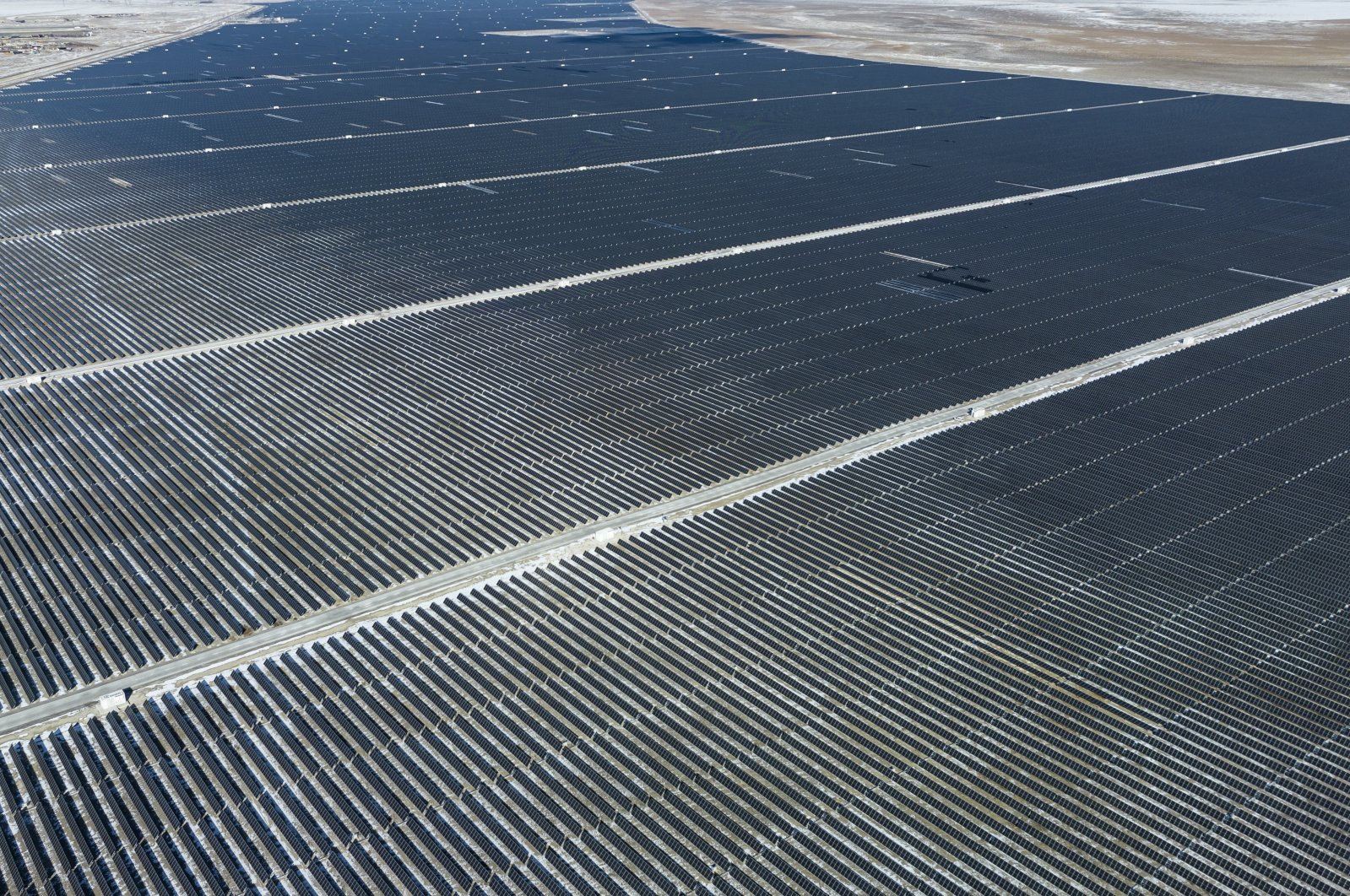 A photo taken with a drone shows the Kalyon PV Karapınar Solar Power Plant in Konya, Türkiye, Feb. 2, 2023. (EPA Photo)