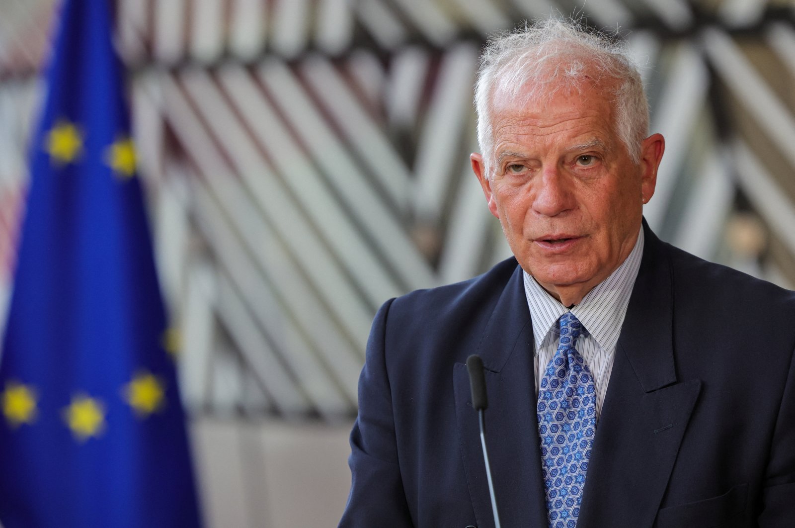European Union High Representative for Foreign Affairs and Security Policy Josep Borrell speaks to members of the media ahead of a EU-US Energy Council Ministerial Meeting in Brussels, Belgium April 4, 2023. (Reuters Photo)