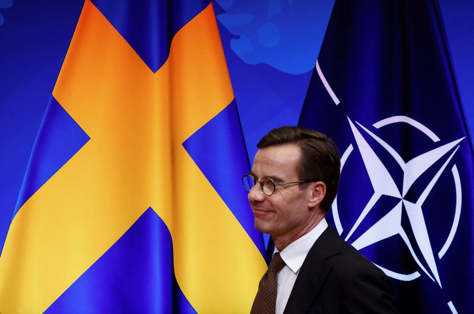 NATO Secretary General Jens Stoltenberg (not pictured) and Swedish Prime Minister Ulf Kristersson arrive to hold a news conference after a meeting at the Alliance&#039;s headquarters in Brussels, Belgium, Oct. 20, 2022. (Reuters Photo)