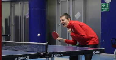 Turkish table tennis player with autism, Rıza Kayhan, trains at the Kocasinan Municipality training facilities, Kayseri, Türkiye, April 6, 2023. (AA Photo)