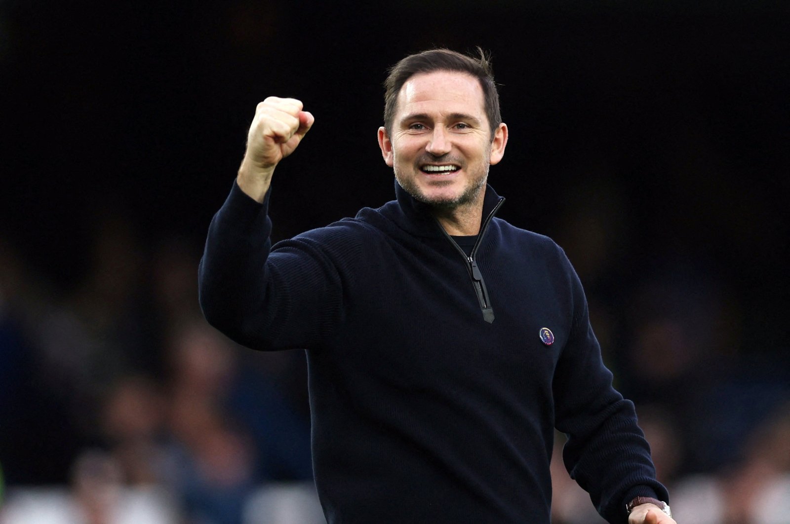 Then-Everton manager Frank Lampard, now Chelsea&#039;s interim manager, celebrates after the Everton, Crystal Palace match at Goodison Park, Liverpool, U.K., Oct. 22, 2022. (Reuters Photo)