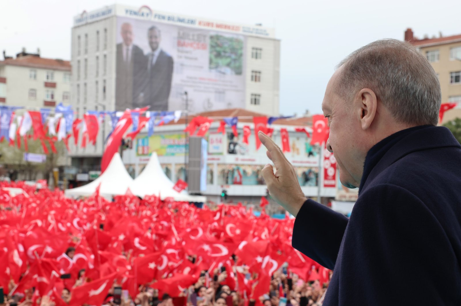 President Recep Tayyip Erdoğan waves at the crowd during a mass opening ceremony in Istanbul, Türkiye, April 2, 2023. (AA Photo)