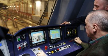 President Recep Tayyip Erdoğan inaugurates the Kayaşehir metro station, in Istanbul, Türkiye, April 8, 2023. (AA Photo)