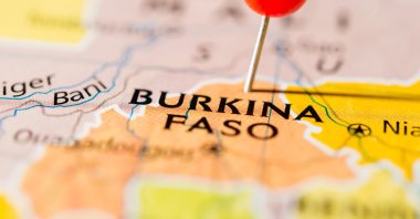 This illustration shows the map of the West African country of Burkina Faso.