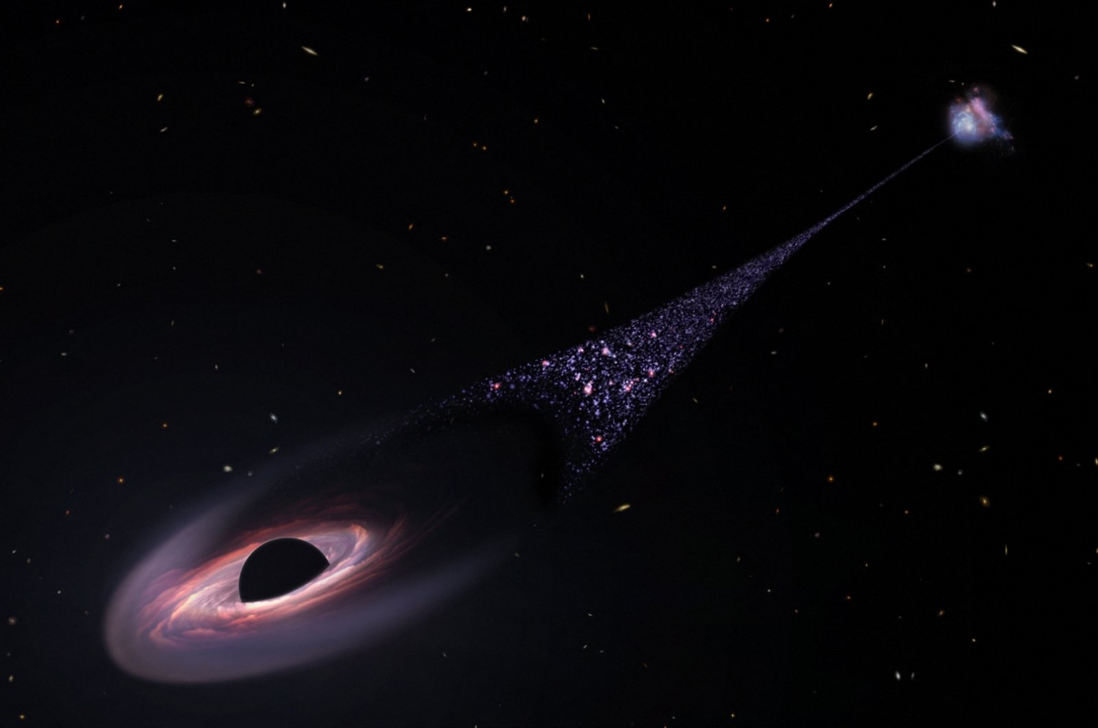 Lubang hitam supermasif mengamuk di angkasa, membuntuti bintang-bintang baru
