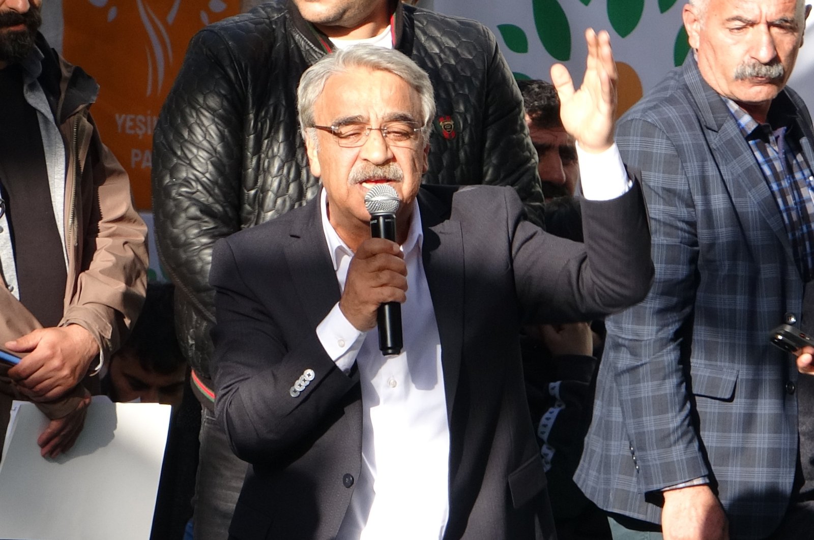 Peoples&#039; Democratic Party (HDP) co-Chair Mithat Sancar speaks during the opening of an election bureau in the southeastern Van province, Türkiye, April 7, 2023. (IHA Photo)