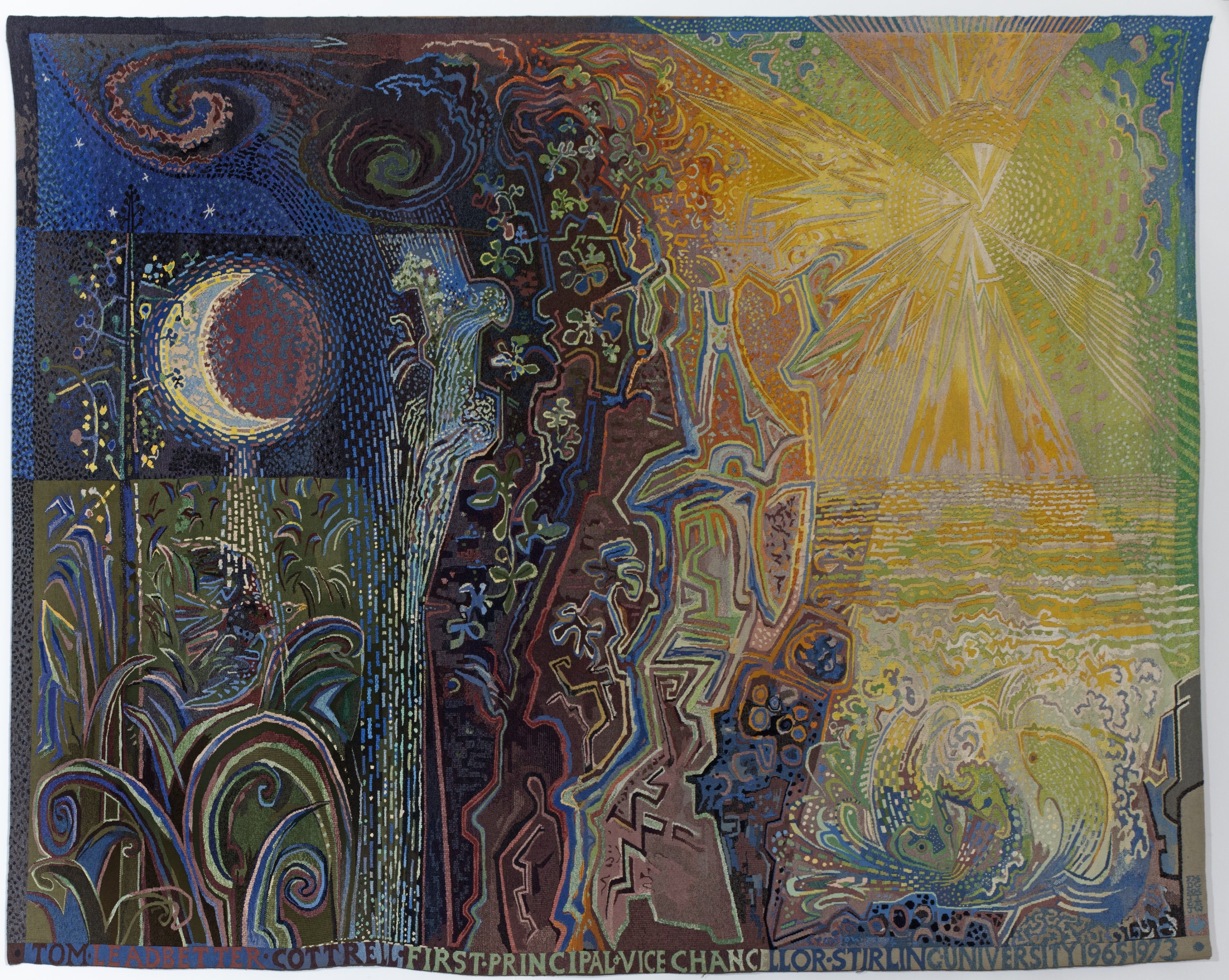 'Pemandangan dengan Elemen' oleh John Craxton, permadani.  (Foto milik Galeri Meşher)