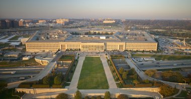 An aerial photograph of the eastern entrance of the Pentagon, Virginia, Arlington, U.S., Sept. 20, 2003. (Getty Images)