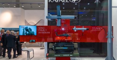 Products are seen at the Rafael Advanced Defense Systems booth in Berlin Air Show, Berlin, Germany, June, 1, 2016. (Shutterstock File Photo)