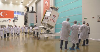 The IMECE satellite is seen in an unspecified location in this photo provided on April 10, 2023. (Courtesy of Industry and Technology Ministry)