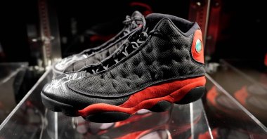 File photo shows Michael Jordan's Air Jordan 13 "Breds," in Los Angeles, U.S., April 6, 2023. (AFP Photo)