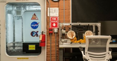 A working area inside the Mars Dune Alpha, NASA's simulated Mars habitat, as part of preparations for sending humans to the Red Planet, at the agency's Johnson Space Center in Houston, Texas, U.S., April 11, 2023. (Reuters Photo)