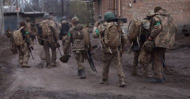 Ukrainian servicemen return from heavy fighting at the frontline of Bakhmut and Chasiv Yar, near Chasiv Yar, Ukraine, April 11, 2023. (Reuters Photo)