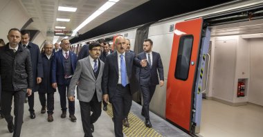 Infrastructure and Transportation Minister Adil Karaismailoğlu inspects the metro line, in the capital Ankara, Türkiye, April 12, 2023. (AA Photo)