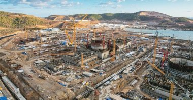 An aerial view of the Akkuyu NPP construction site in Mersin, Türkiye, April 12, 2023. (DHA Photo)
