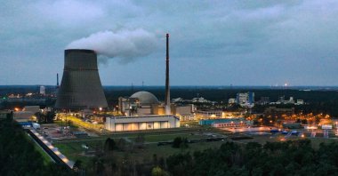An aerial view shows the nuclear power plant Emsland by German multinational energy company RWE in Lingen, western Germany, April 10, 2023. (AFP Photo)