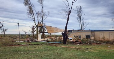 A view of the damage, to the Pardoo Roadhouse and Tavern, caused by Cyclone Ilsa, Pardoo, April 14, 2023. (Reuters Photo)