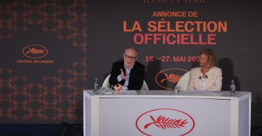 French director of the Cannes film festival, Iris Knobloch, and General Delegate of the Cannes Film Festival, Thierry Fremaux, hold a news conference to announce the Official Selection of the 76th Cannes Film Festival in Paris, France, April 13, 2023. (AFP Photo)