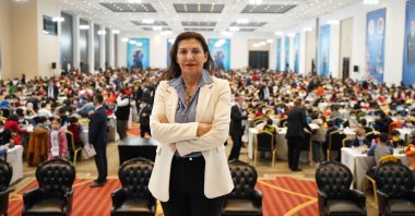 Turkish Chess Federation (TSF) President Gülkız Tülay poses for a photo ahead of Türkiye's Juniors and Stars Chess Championship, Izmir, Türkiye, April 14, 2023. (AA Photo)