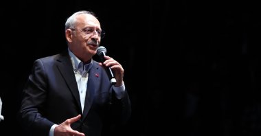Republican People&#039;s Party (CHP) Chairperson Kemal Kılıçdaroğlu speaks at an event in the capital Ankara, Türkiye, April 14, 2023. (AA Photo)