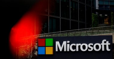 A view shows a Microsoft logo at Microsoft offices in Issy-les-Moulineaux near Paris, France, Jan. 25, 2023. (Reuters Photo)