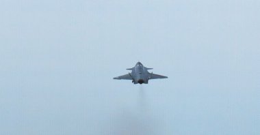The Bayraktar Kızılelma is seen during its 4th test flight in this photo provided on April 15, 2023. (IHA Photo)