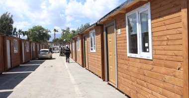 Inspectors check the prefabricated houses before they are handed over to earthquake victims as temporary shelters, Hatay, southern Türkiye, April 16, 2023. (AA Photo)
