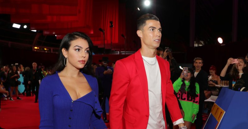 Georgina Rodriguez (L) and Cristiano Ronaldo attend the MTV EMAs 2019 at FIBES Conference and Exhibition Center, Seville, Spain, Nov. 03, 2019. (Getty Images Photo)