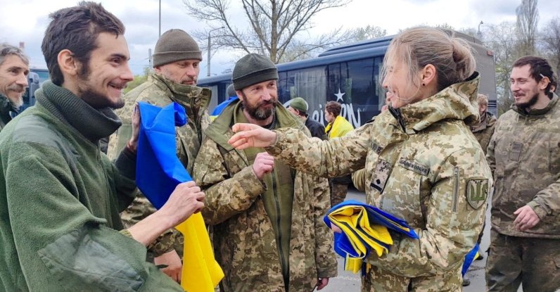 Ukrainian prisoners of war (POWs) are seen after swap, amid Russia's attack on Ukraine, at an unknown location, Ukraine, April 16, 2023. (Reuters Photo)