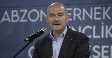 Interior Minister Süleyman Süleyman Soylu speaks at an event in Istanbul, Türkiye, April 17, 2023. (AA Photo)