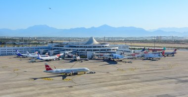 Planes are seen at Antalya Airport, southern Türkiye, Dec. 2, 2021. (IHA Photo)
