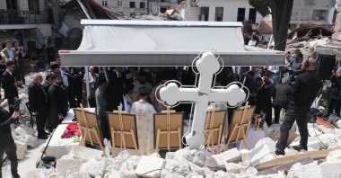 Easter rituals are held in the ruins of the Antakya Orthodox Church, Hatay, Türkiye, April 17, 2023. (AA Photo)