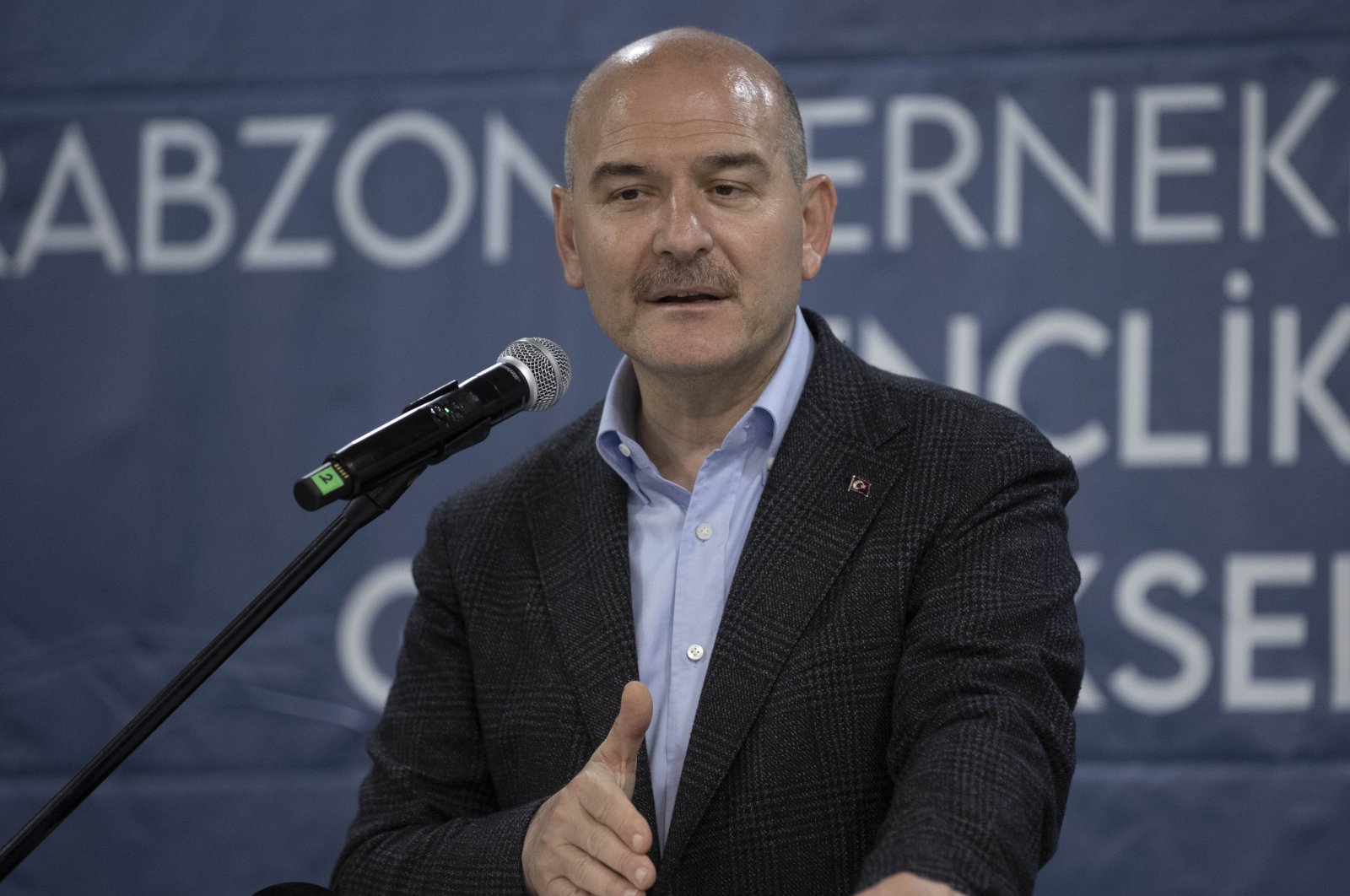 Interior Minister Süleyman Süleyman Soylu speaks at an event in Istanbul, Türkiye, April 17, 2023. (AA Photo)