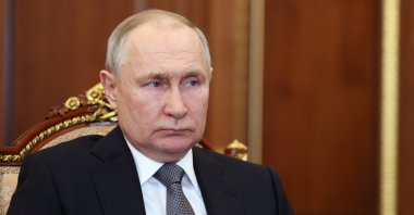 Russian President Vladimir Putin attends a meeting with Defense Minister in Moscow, Russia, April 17, 2023. (AFP Photo)