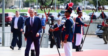 Russian Foreign Minister Sergey Lavrov arrives in Brasilia, Brazil,  April 17, 2023. (AA Photo)