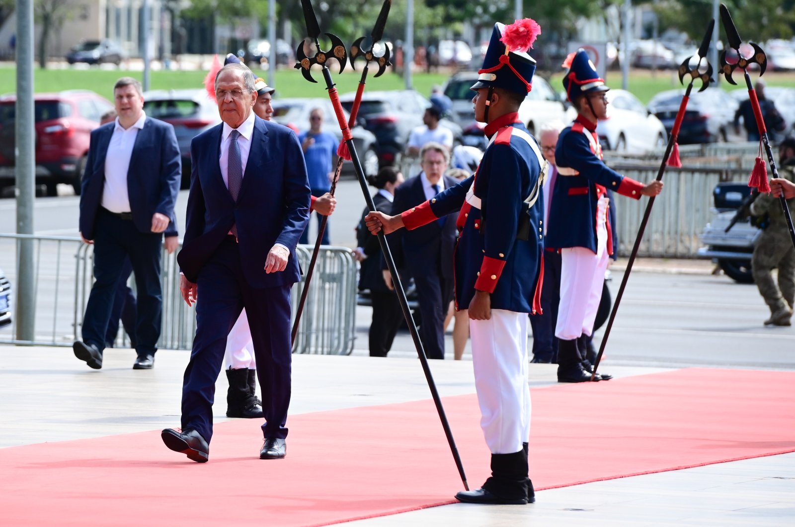 Russian Foreign Minister Sergey Lavrov arrives in Brasilia, Brazil,  April 17, 2023. (AA Photo)