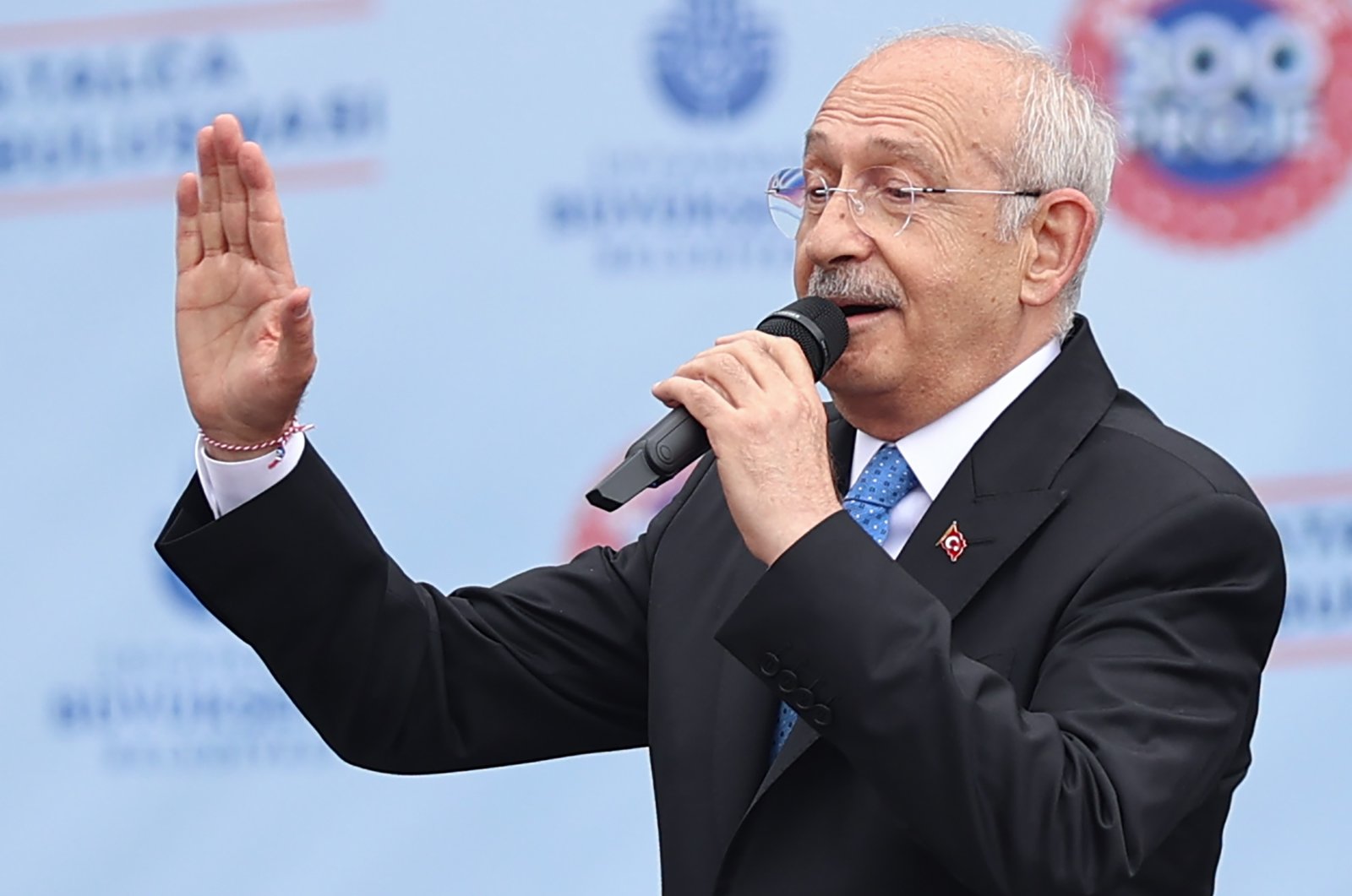 Kemal Kılıçdaroğlu, the head of the Republican People&#039;s Party (CHP) and the main opposition’s presidential candidate, delivers a speech at a rally in Istanbul, Türkiye, April 17, 2023. (AA Photo)