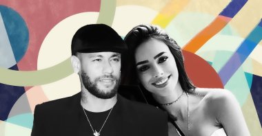 An illustration shows Brazil player, Neymar (L) and partner Bruna Biancardi. (Illustration by Büşra Şen)