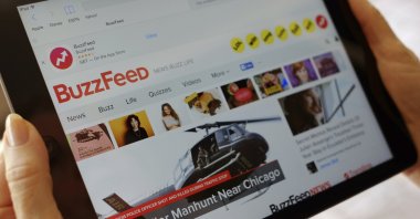 The BuzzFeed website is displayed on an iPad in Los Angeles, U.S., Sept. 2, 2015. (AP Photo)