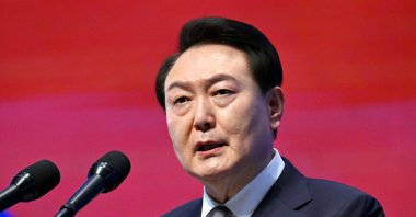 South Korea's President Yoon Suk Yeol speaking during a ceremony marking the 104th anniversary of the March 1st Independence Movement Day against Japanese colonial rule, Seoul, South Korea, March 1, 2023. (AFP File Photo)