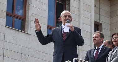 Republican People's Party (CHP) Chairperson Kemal Kılıçdaroğlu is seen speaking in Adıyaman province, Türkiye, April 21, 2023 (AA Photo) 