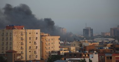 Plumes of smoke rise above Khartoum, Sudan, April 21, 2023. (AA Photo)