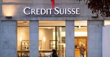 The logo of Swiss bank Credit Suisse is seen in front of a branch office in Bern, Switzerland, Nov. 29, 2022. (Reuters Photo)