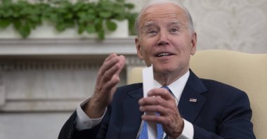 United States President Joe Biden speaks at a meeting in the Oval Office at the White House in Washington, D.C., U.S., April 24, 2023. (EPA Photo)