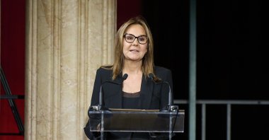 Author Maria Duenas attends a literature event to commemorate the centenary of the first "Casa Del Libro" bookshop, Madrid, Spain, March 30, 2023. (Getty Images Photo)