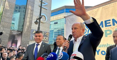 Muharrem Ince, the chairperson of the Homeland Party (MP) and presidential candidate, speaks in Karabük, Türkiye, April 24, 2023. (AA Photo)