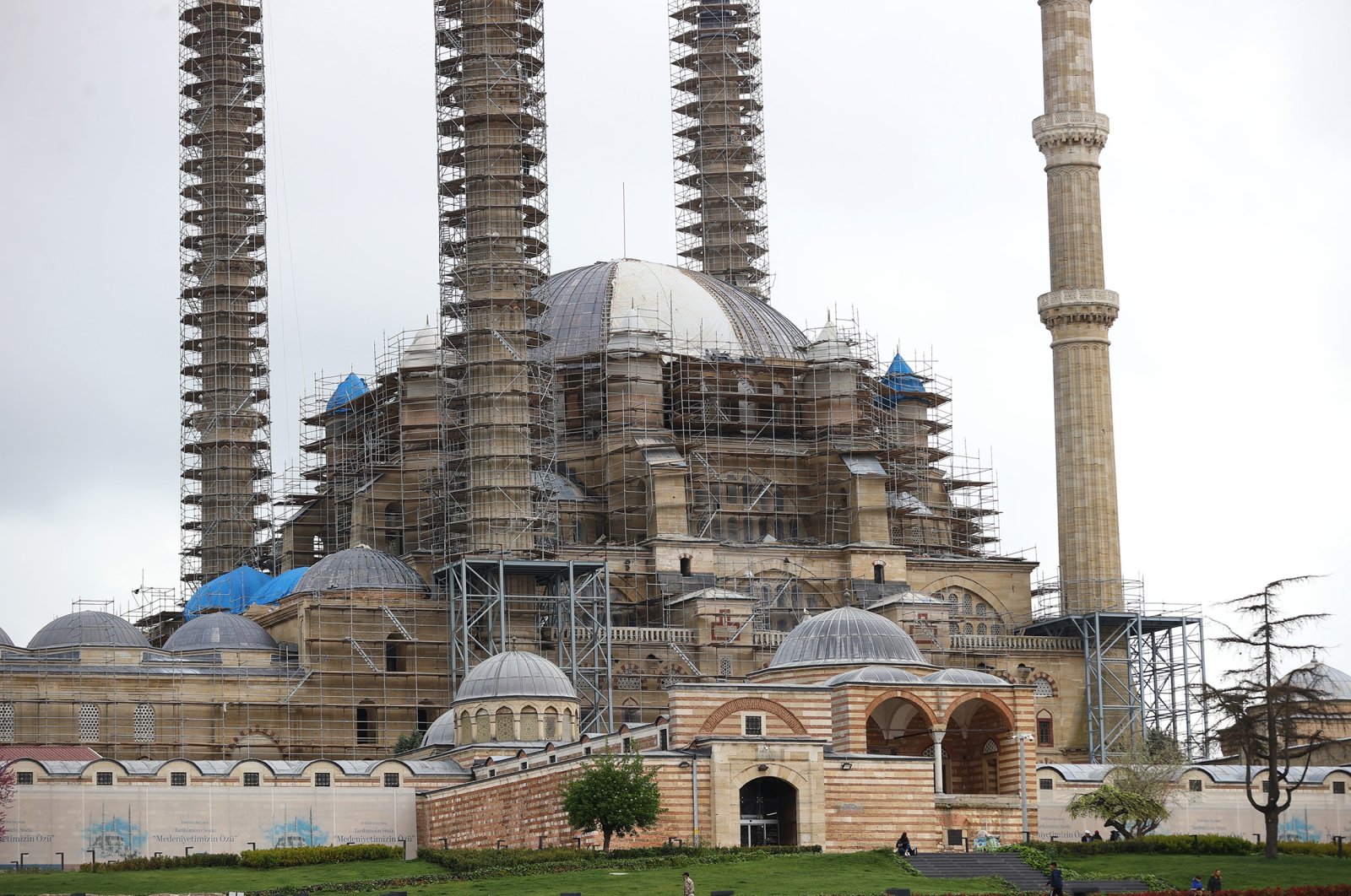 The Selimiye Mosque under restoration, in Edirne, Türkiye, April 22, 2023. (AA Photo)