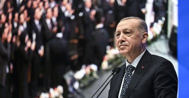 President Recep Tayyip Erdoğan speaks at an event, in the capital Ankara, Türkiye, April 25, 2023. (AA Photo)